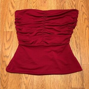 Red Ruched Women's Tube Top